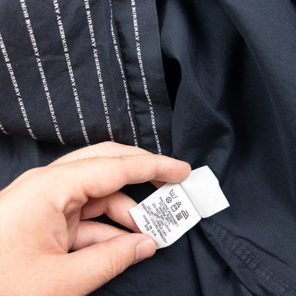 Vintage Burberry Text Stripe Long Sleeve Button Up Shirt Size L