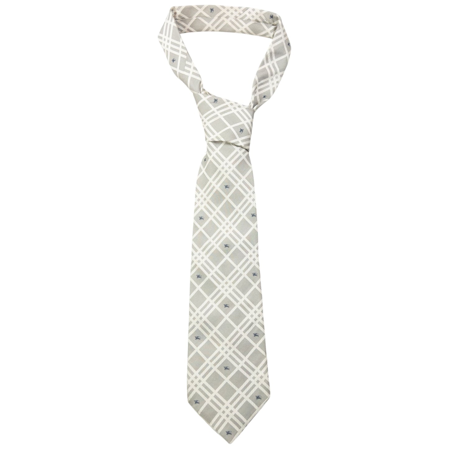 Vintage 2000s Burberry Nova Check Monogram Silk Tie | O/S, Grey