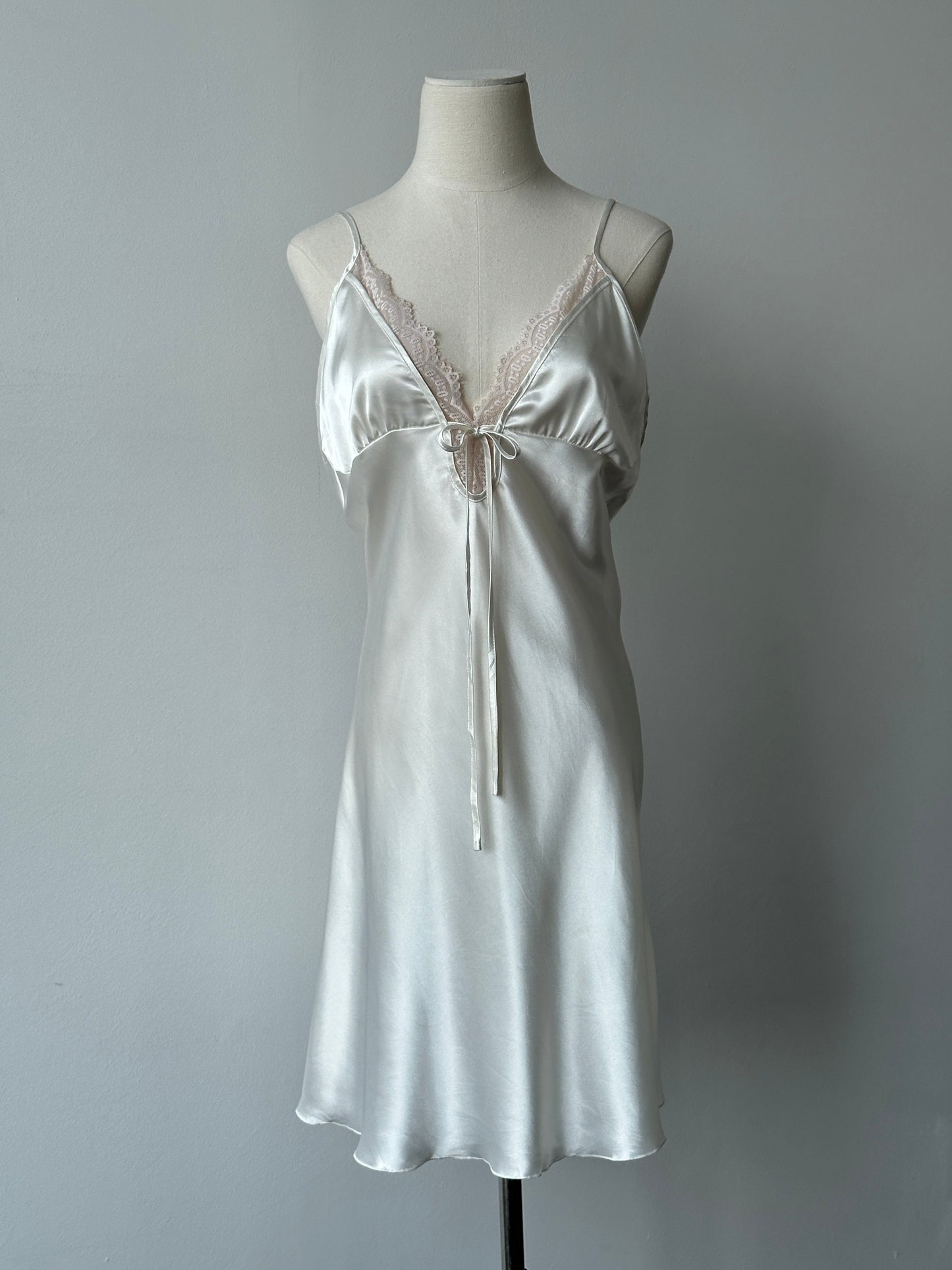 Vintage 2000s Satin Lace Midi Slip Dress - L