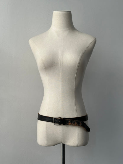 Vintage 1990s Distressed Leather Slim Belt - W32-40
