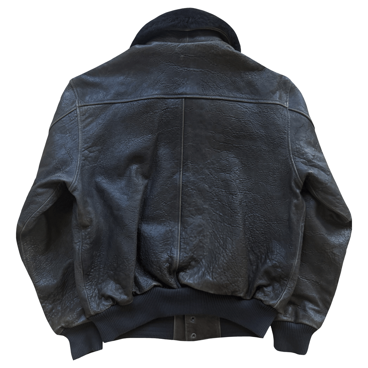 Avirex A2 Lambskin Leather Flight Jacket Boa Collar - L | Large, Black
