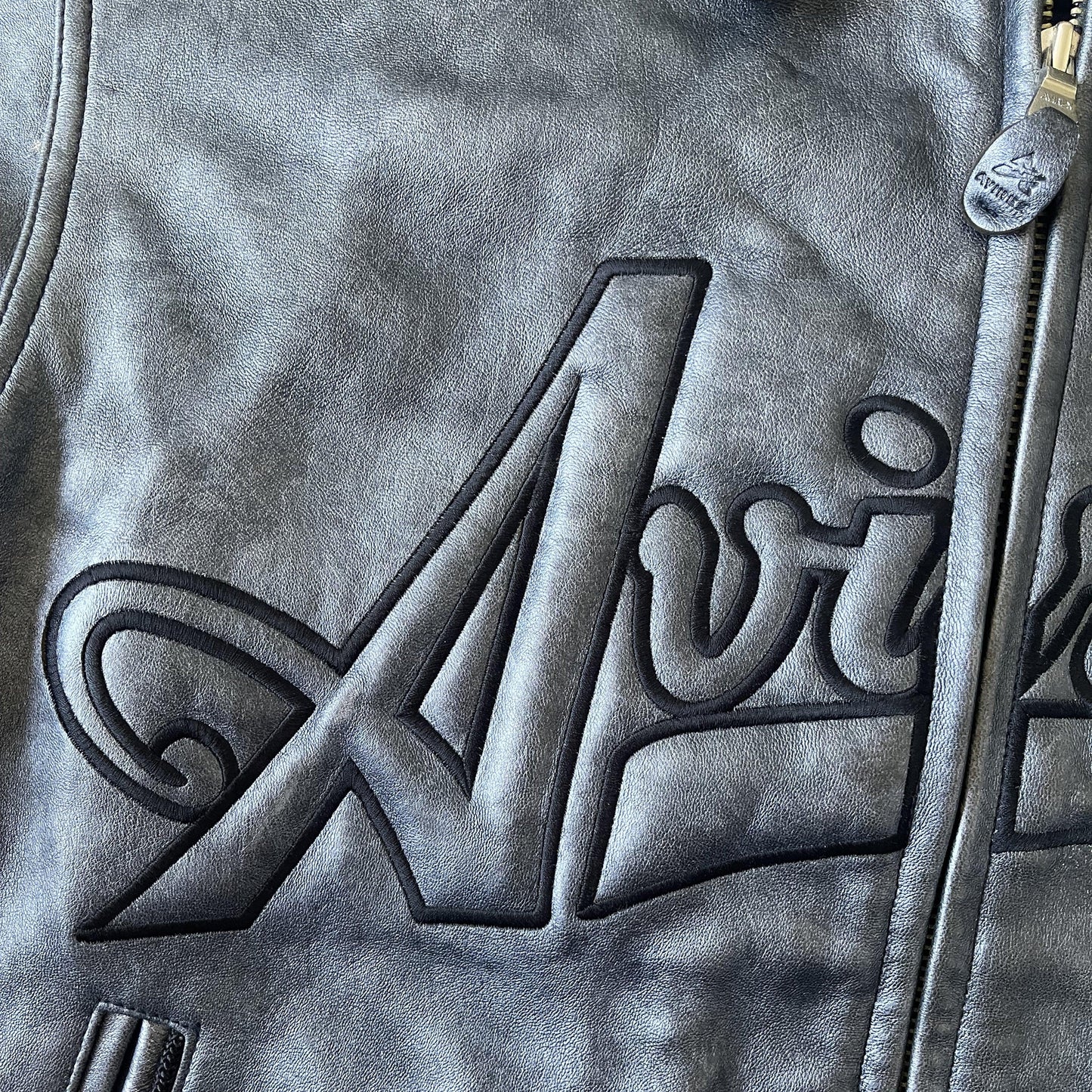 Avirex Spell Out Leather Varsity Jacket - L