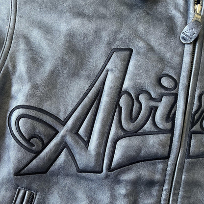Avirex Spell Out Leather Varsity Jacket - L