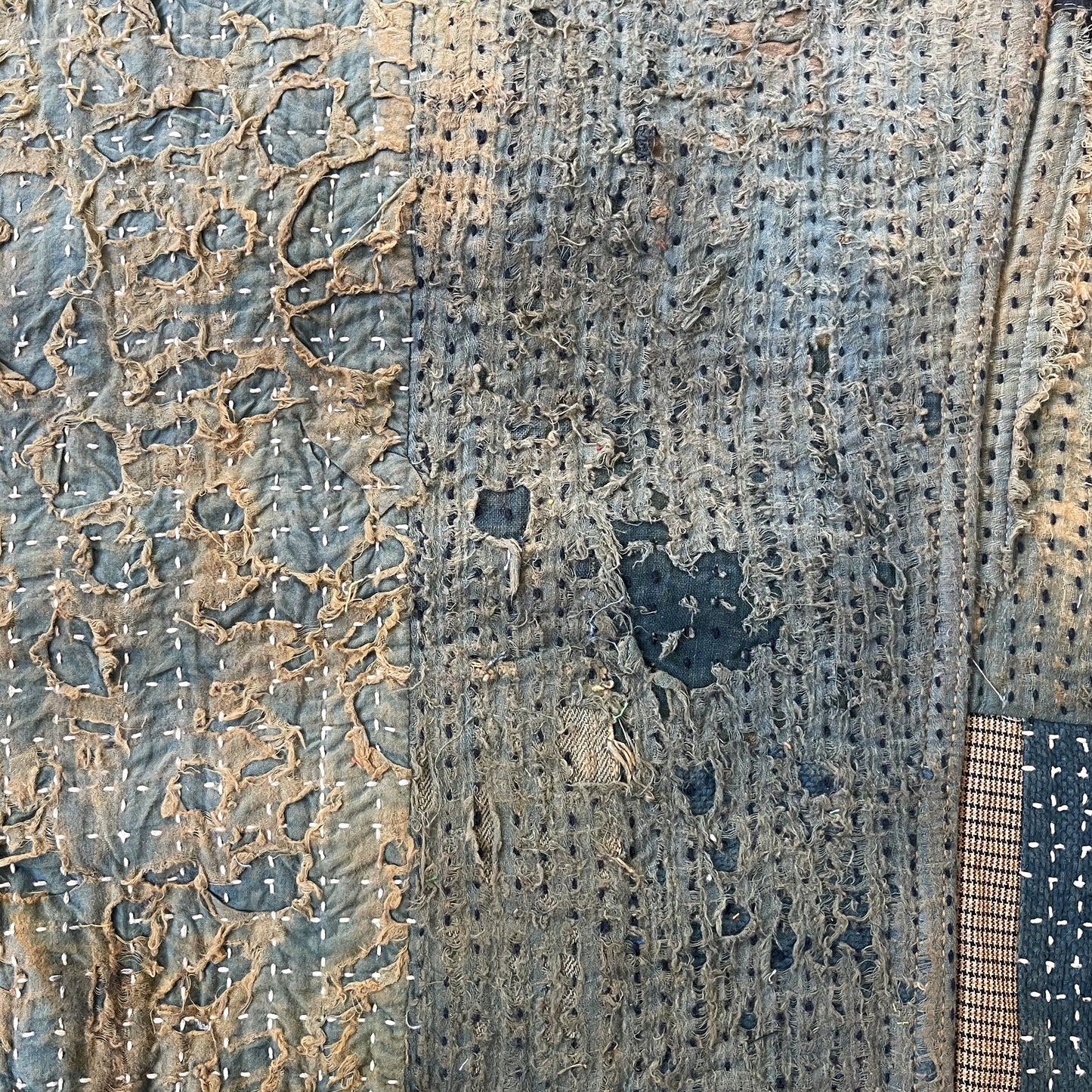 Boro Sashiko Distressed Denim Trucker Jacket - XL