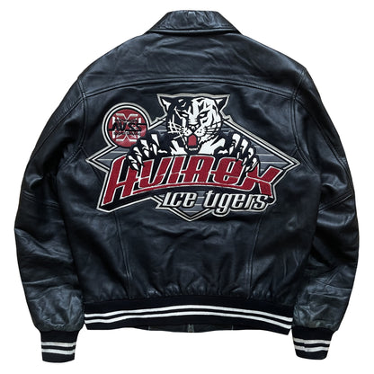 Avirex 'Ice Tigers' Leather Varsity Jacket - L
