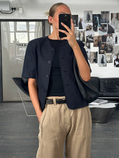 Luisa Spagnoli 1990s Pure Linen Short Sleeve Tailored Blazer - M