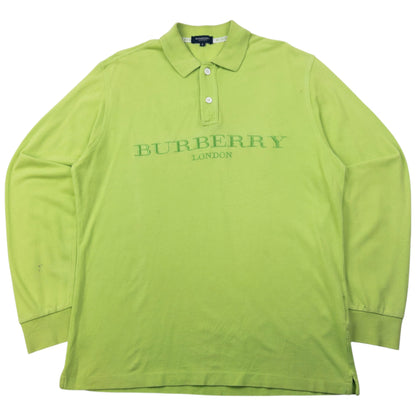 Vintage 2000s Burberry Embroidered Long Sleeve Polo Shirt Size M