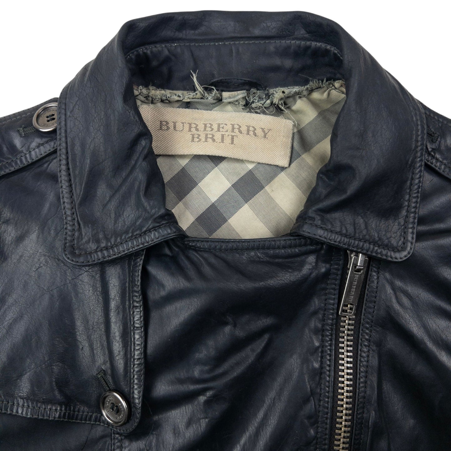 Vintage Burberry Brit Cropped Leather Jacket Womens Size M | Medium, Black