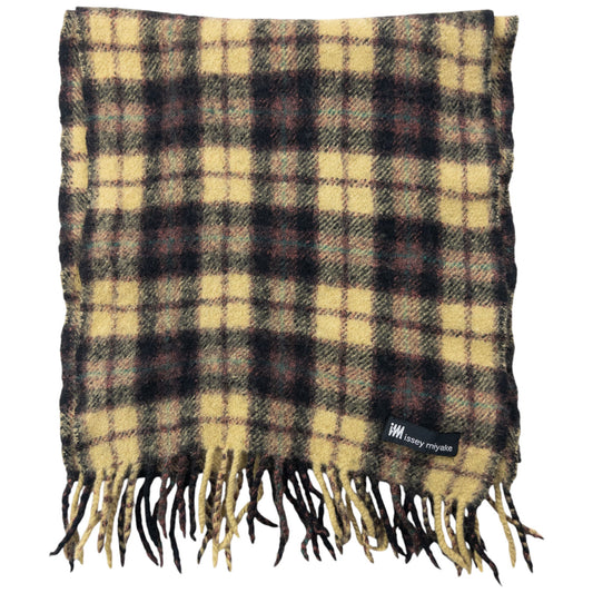 Vintage 2000s Issey Miyake Checkered Wool Tassel Scarf | O/S, Red