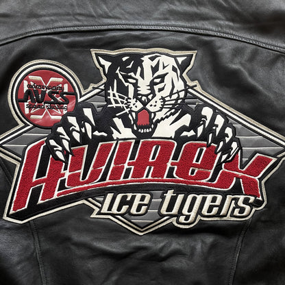 Avirex 'Ice Tigers' Leather Varsity Jacket - L