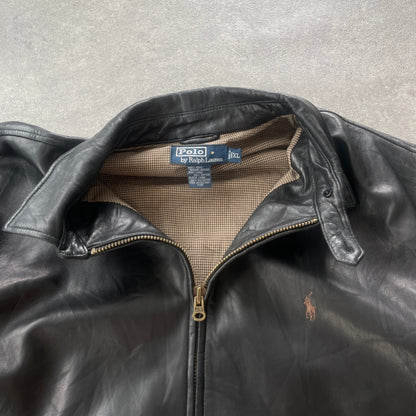 Ralph Lauren RARE 1990s heavyweight leather harrington jacket (XL)