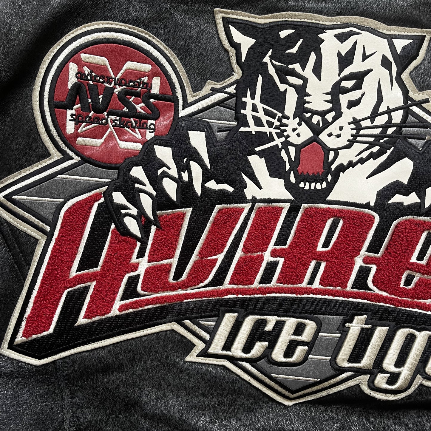 Avirex 'Ice Tigers' Leather Varsity Jacket - L