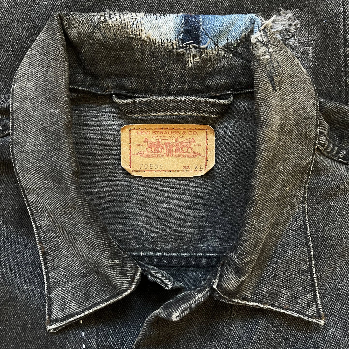 Boro Sashiko Distressed Denim Trucker Jacket - XL
