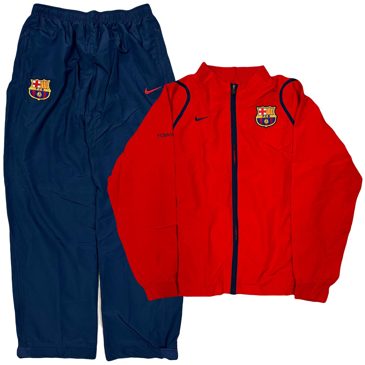 Nike Total 90 Barcelona 2005/06 Tracksuit In Red & Navy ( L )