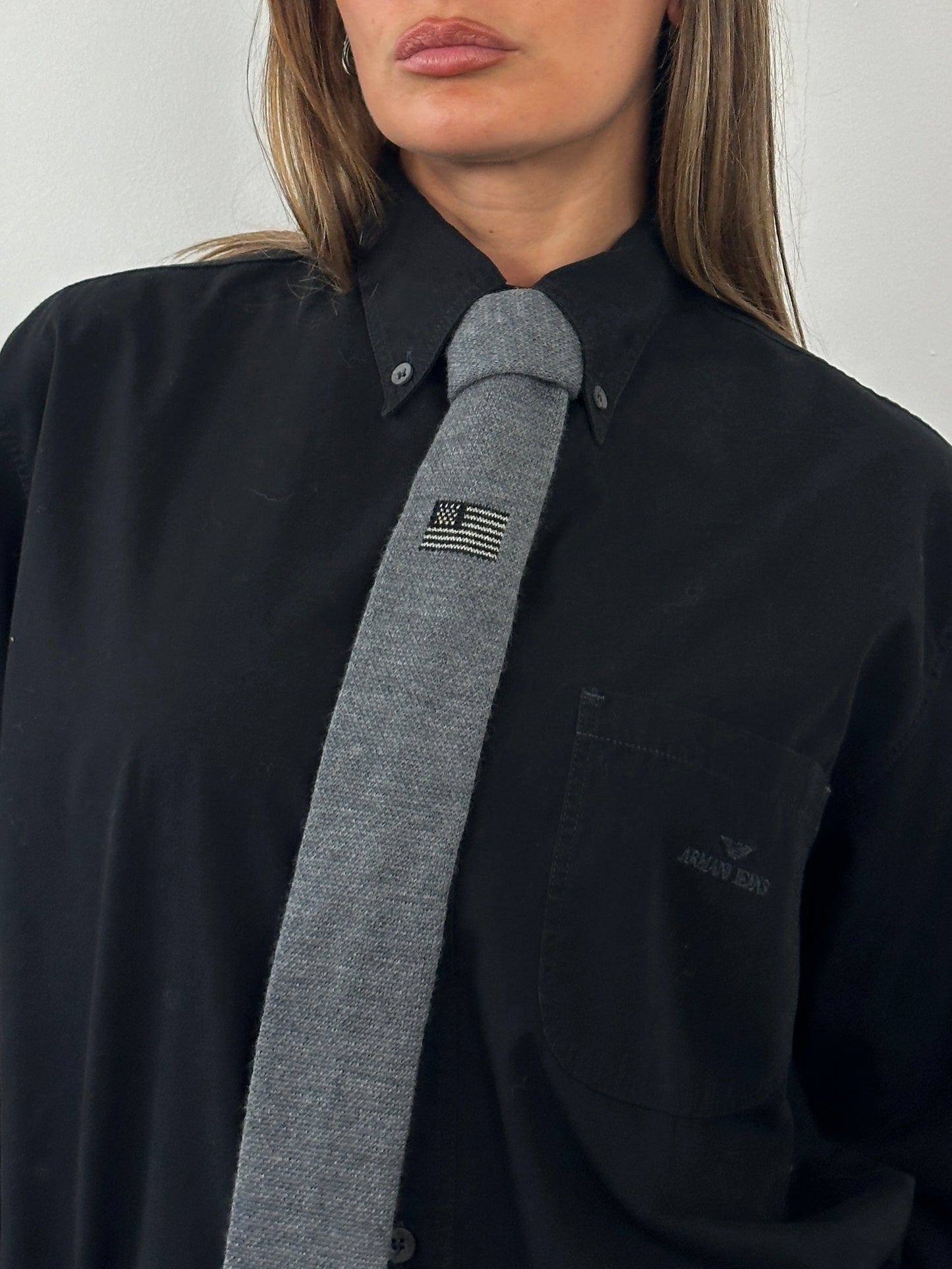 Japanese Vintage 1990s Pure Wool Knitted Flag Tie