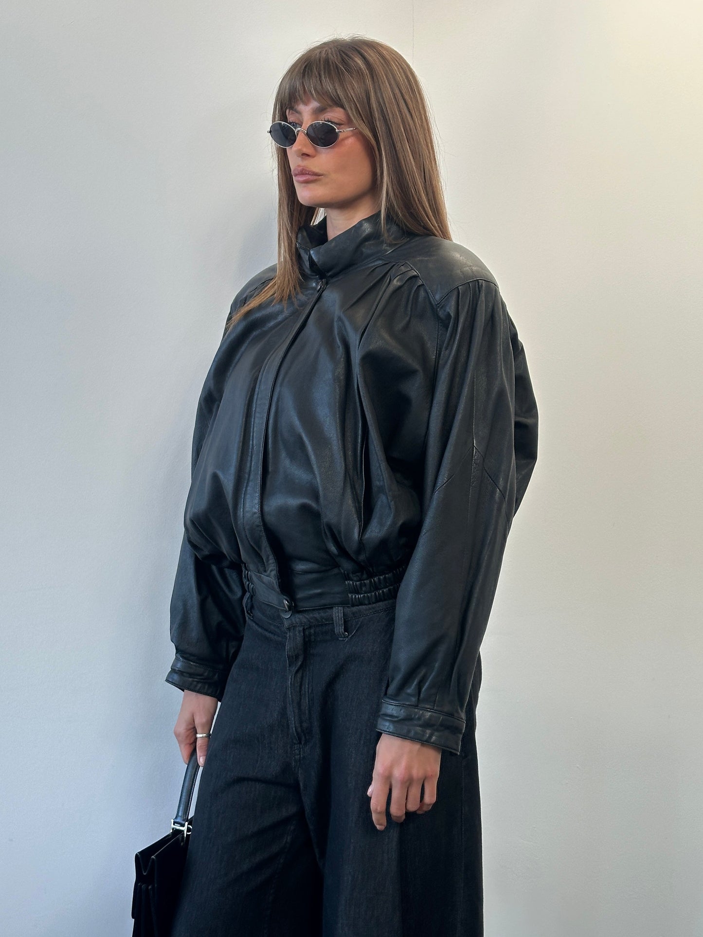 Vintage 1980s Leather Bomber Jacket - S/M