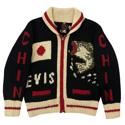 Evisu Dowluck Cowichan Knitted Cardigan - M | Medium, Black, Cream, Red