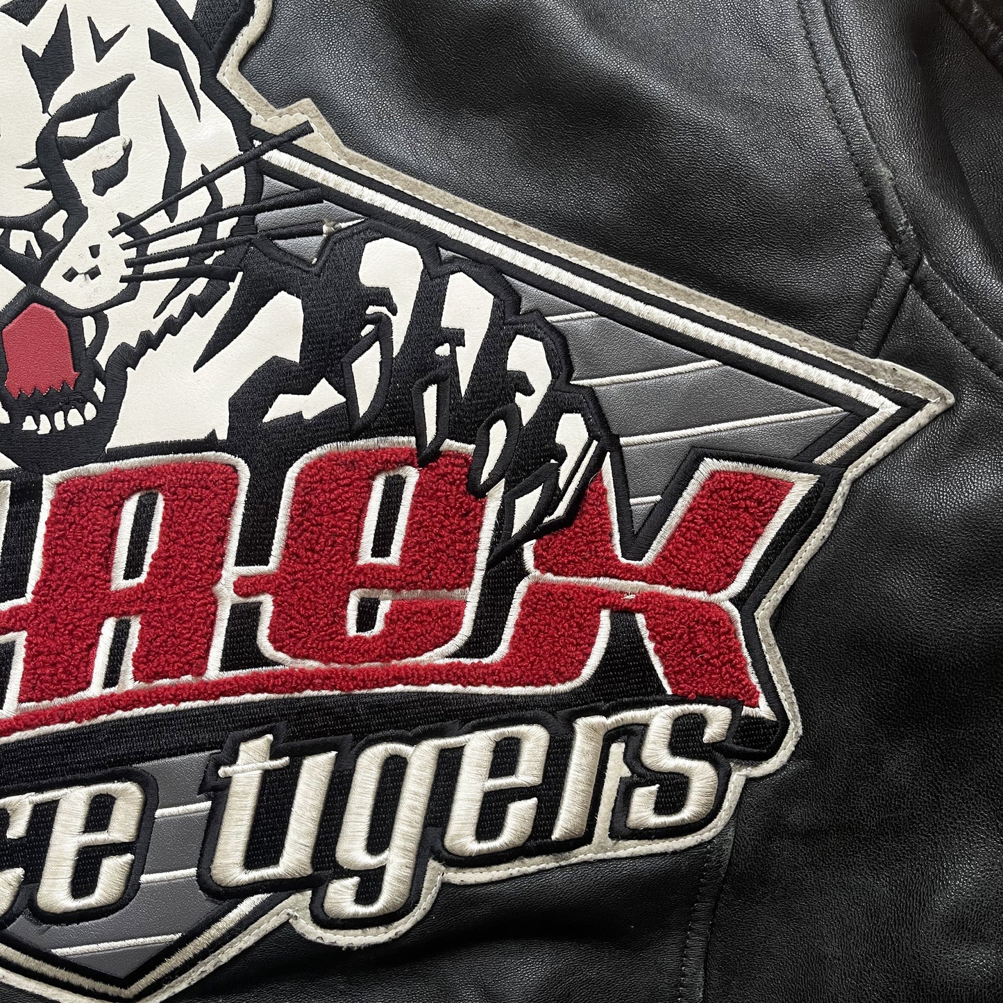 Avirex 'Ice Tigers' Leather Varsity Jacket - L