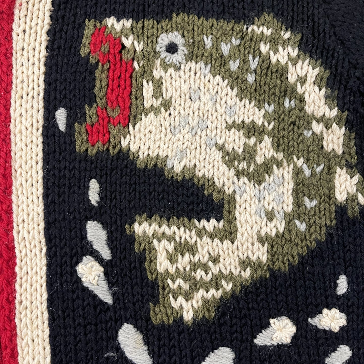 Evisu Dowluck Cowichan Knitted Cardigan - M | Medium, Black, Cream, Red