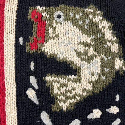 Evisu Dowluck Cowichan Knitted Cardigan - M | Medium, Black, Cream, Red