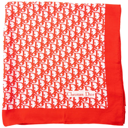 Vintage 90s Dior Monogram Pixel Silk Scarf | O/S, Red