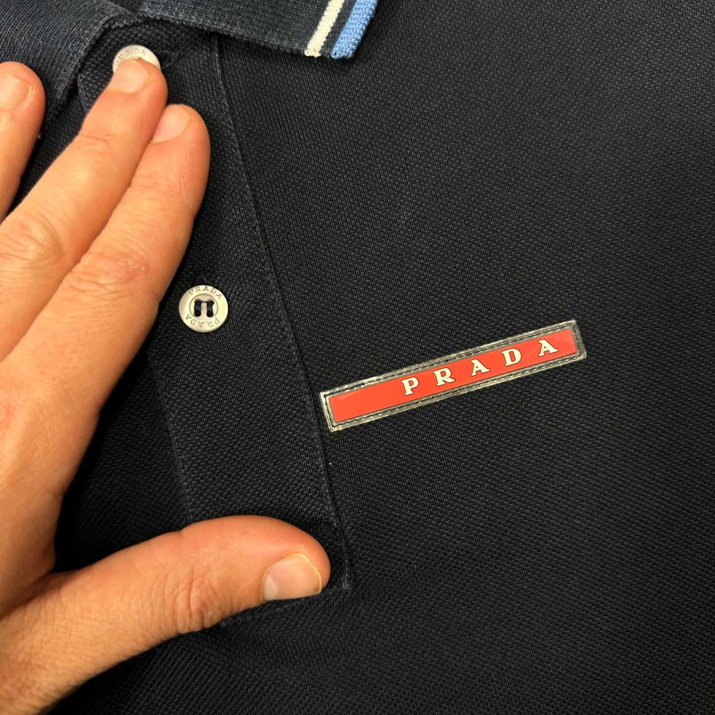 Prada Milano 2017 Navy Red Tab Polo - 3XL (XL/XXL)