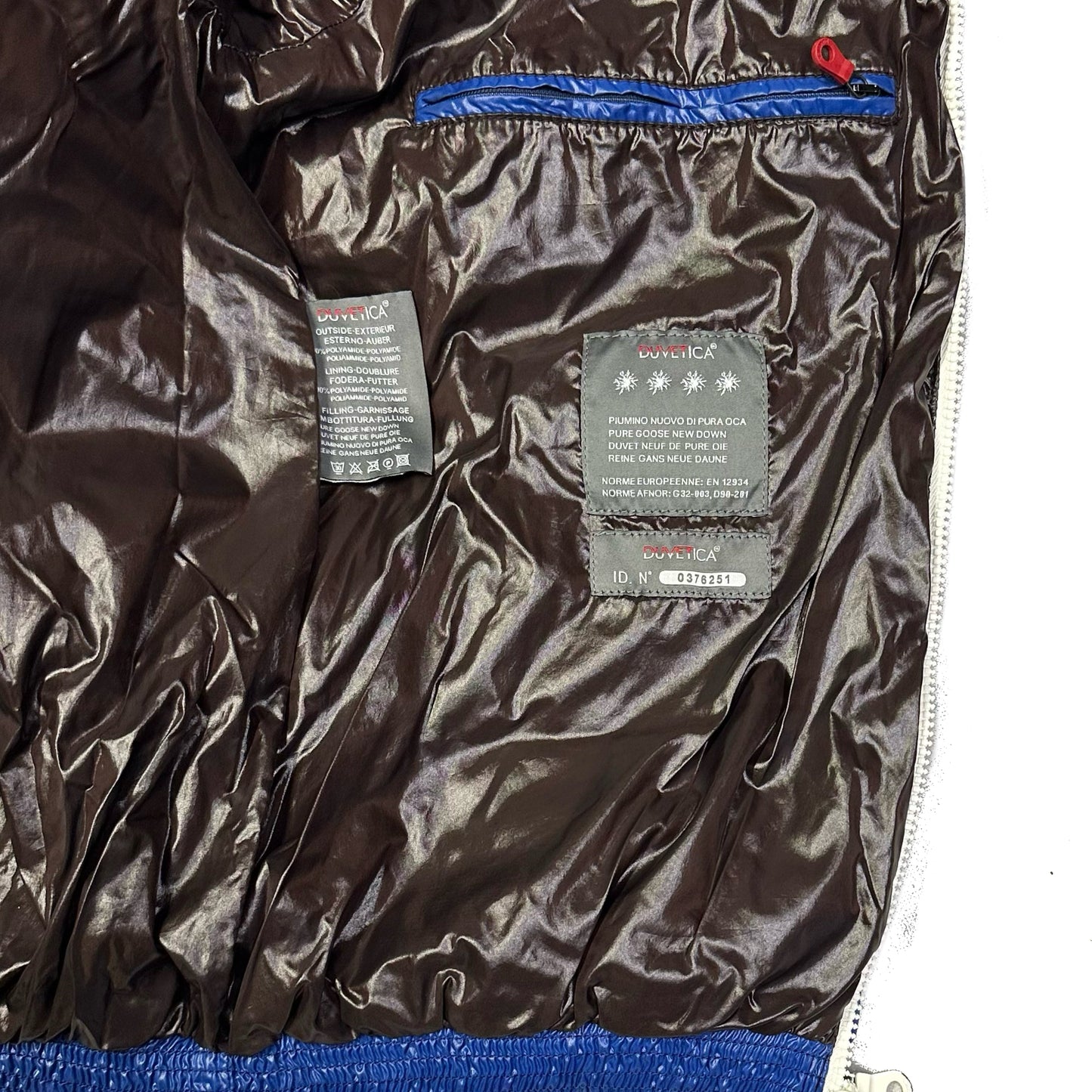 Duvetica Puffer Jacket In Blue & White ( L )