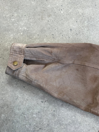 Vintage 1990s High Neck Suede Bomber Jacket - XL