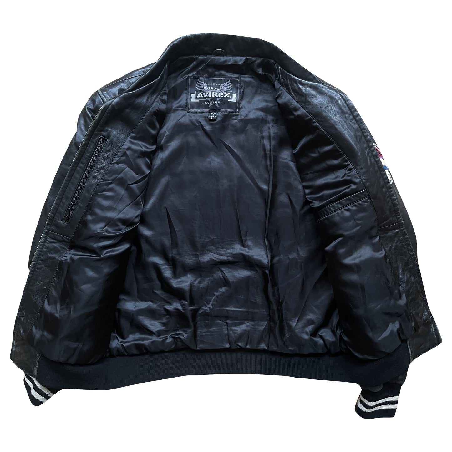 Avirex 'Ice Tigers' Leather Varsity Jacket - L