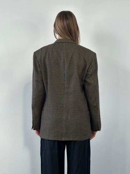 Giorgio Armani 1990s Wool Silk Check Blazer - 42R/L