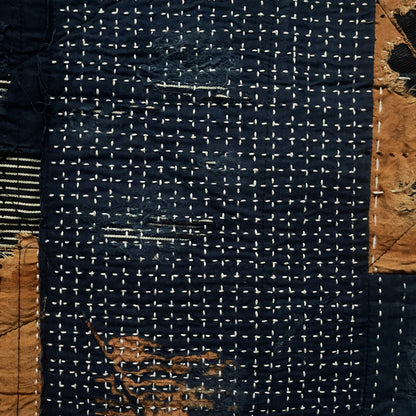 Indigo Collarless Boro Denim Jacket - M