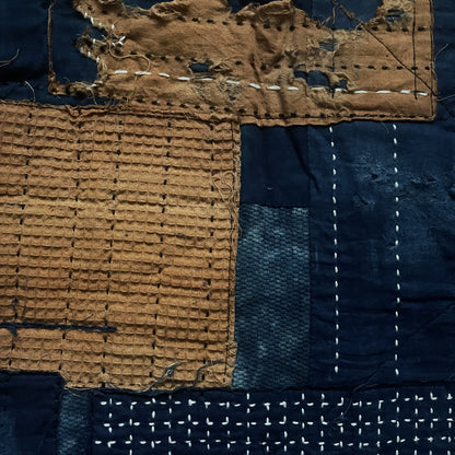 Indigo Collarless Boro Denim Jacket - M