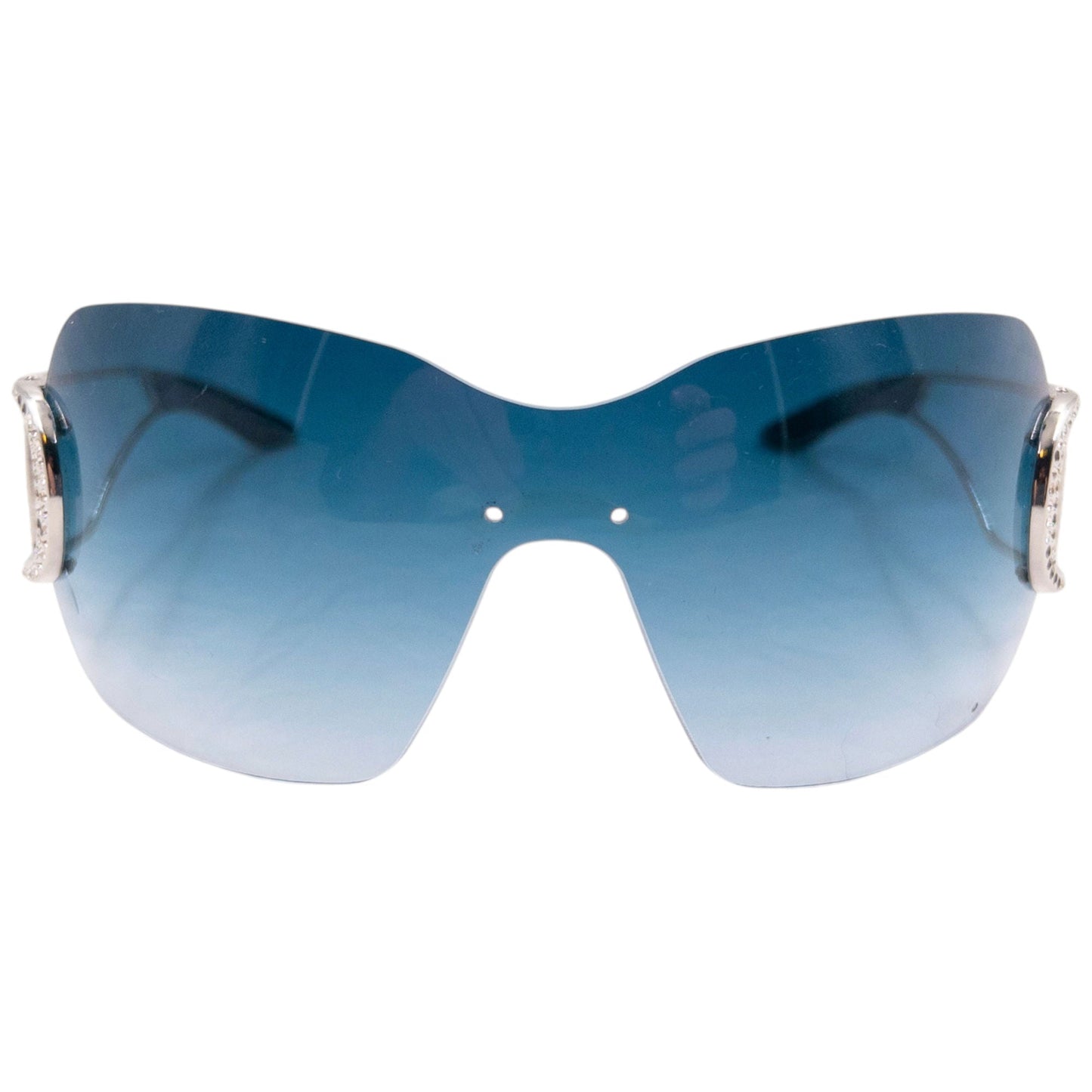 Vintage 2000s Dior Swarovski DIORLY 1 Rimless Sunglasses | O/S, Blue
