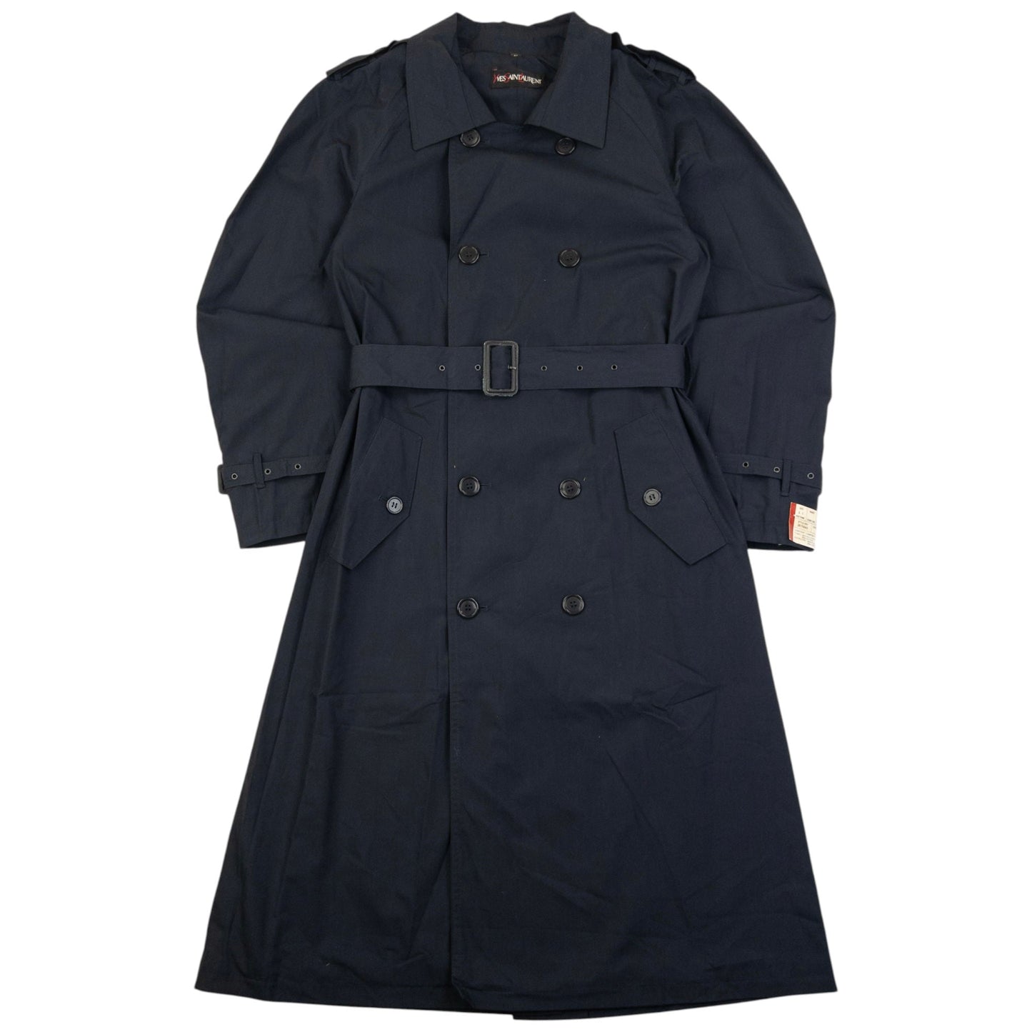 Vintage 80s YSL Yves Saint Laurent Belt Waist Trench Jacket Size S | Small, Navy