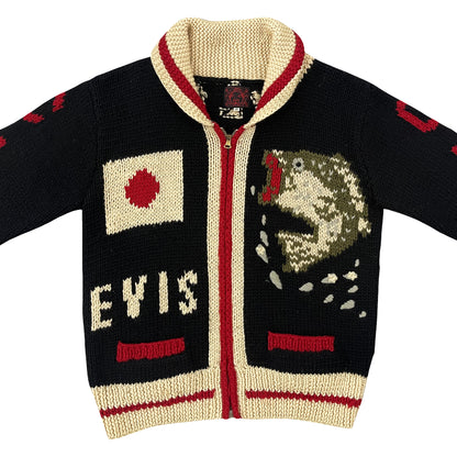 Evisu Dowluck Cowichan Knitted Cardigan - M | Medium, Black, Cream, Red