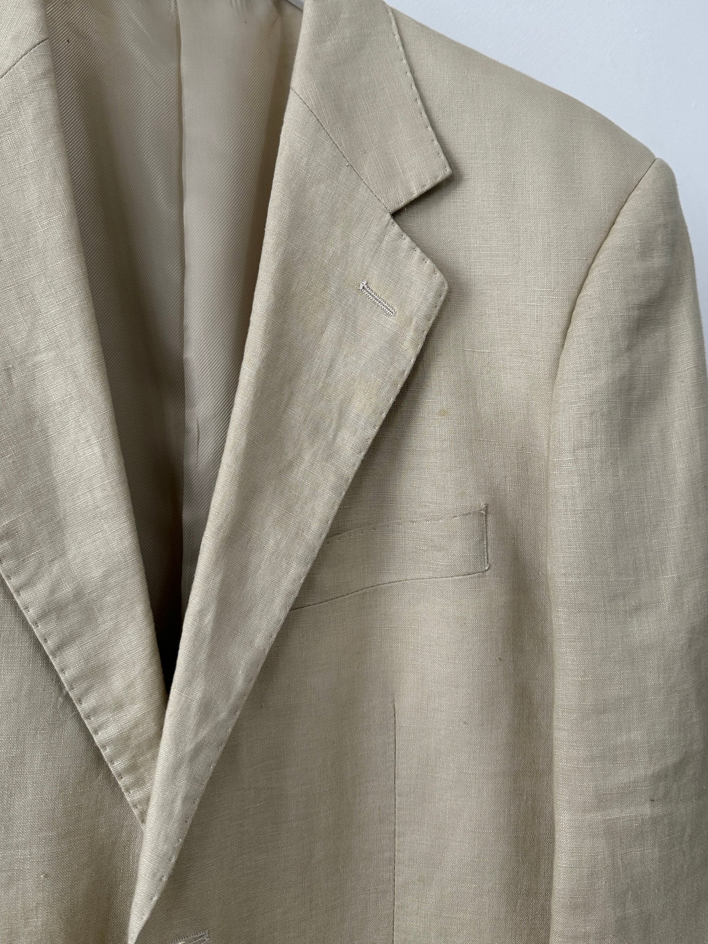 Vintage Pure Linen Single Breasted Blazer - 42R/L