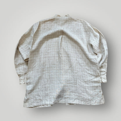 Issey Miyake IM Porduct Banded Collar Checked Linnen Shirt XL