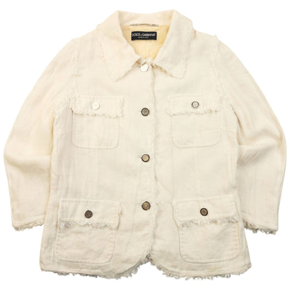 Vintage 2000s Dolce & Gabbana Button Up Linen Jacket Womens Size S | Small, Cream