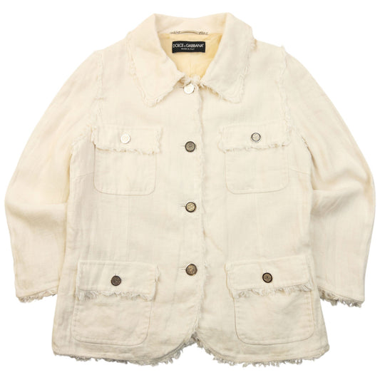 Vintage 2000s Dolce & Gabbana Button Up Linen Jacket Womens Size S | Small, Cream