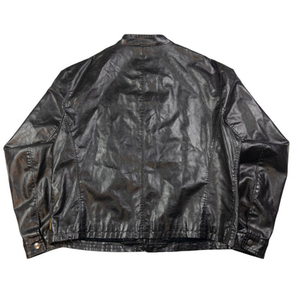 Vintage Armani Jeans Leather Biker Jacket Size L