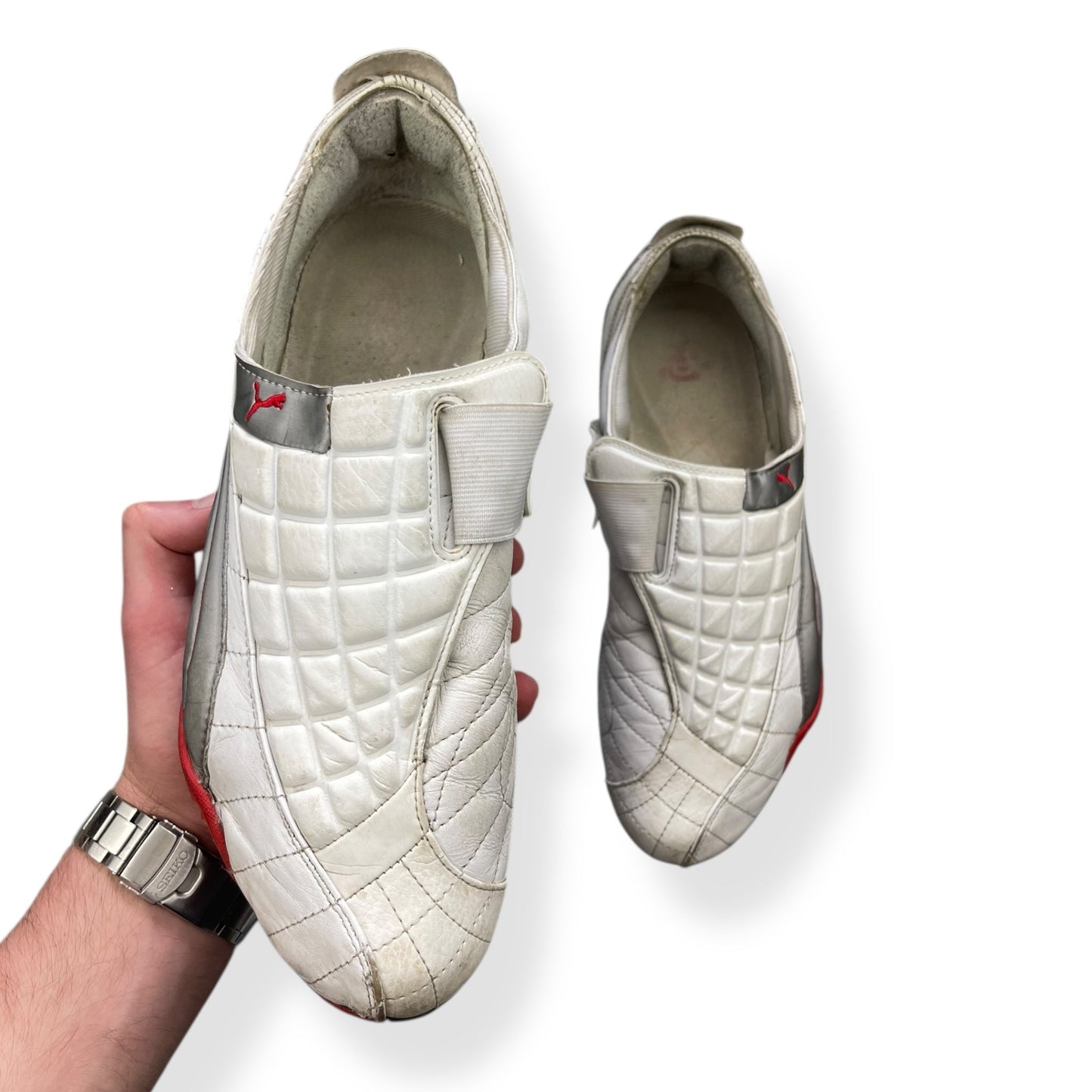 2005 Puma Uke Leather White/Silver (UK10) | Default Title, Multicoloured
