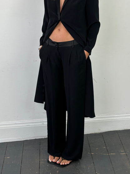 Valentino Low Waist Wide Leg Tuxedo Trousers - W32