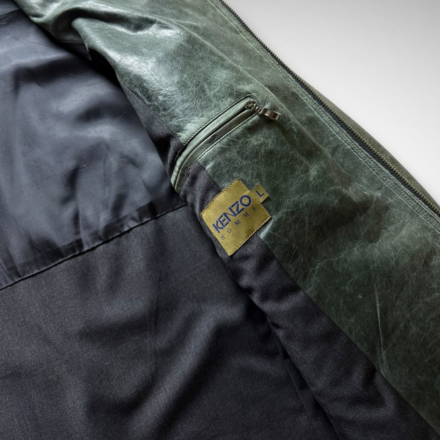 Kenzo Asymmetrical Zip Leather Jacket (1999-2003)