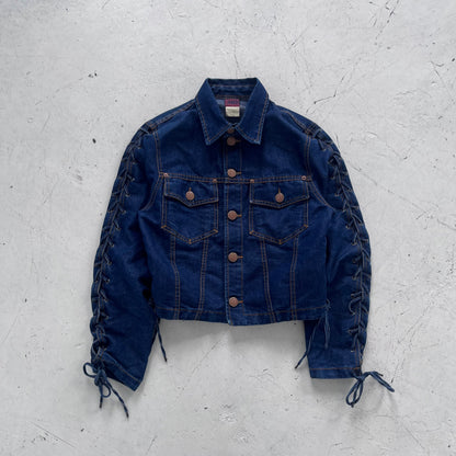 1990s jean paul gaultier jeans corset detail denim jacket | Blue, Blue