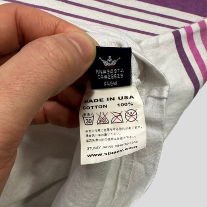 Stussy 90’s Striped Stock Logo T-shirt - L | Default Title, Pink