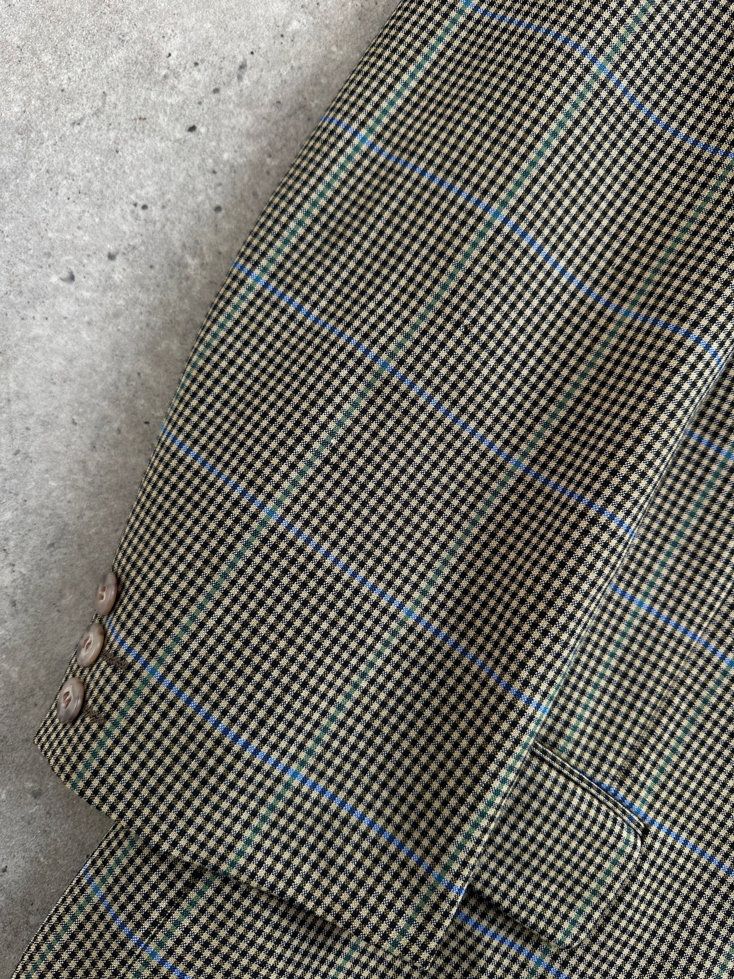 Yves Saint Laurent Pour Homme 1990s Wool Single Breasted Check Blazer - 44R/XL