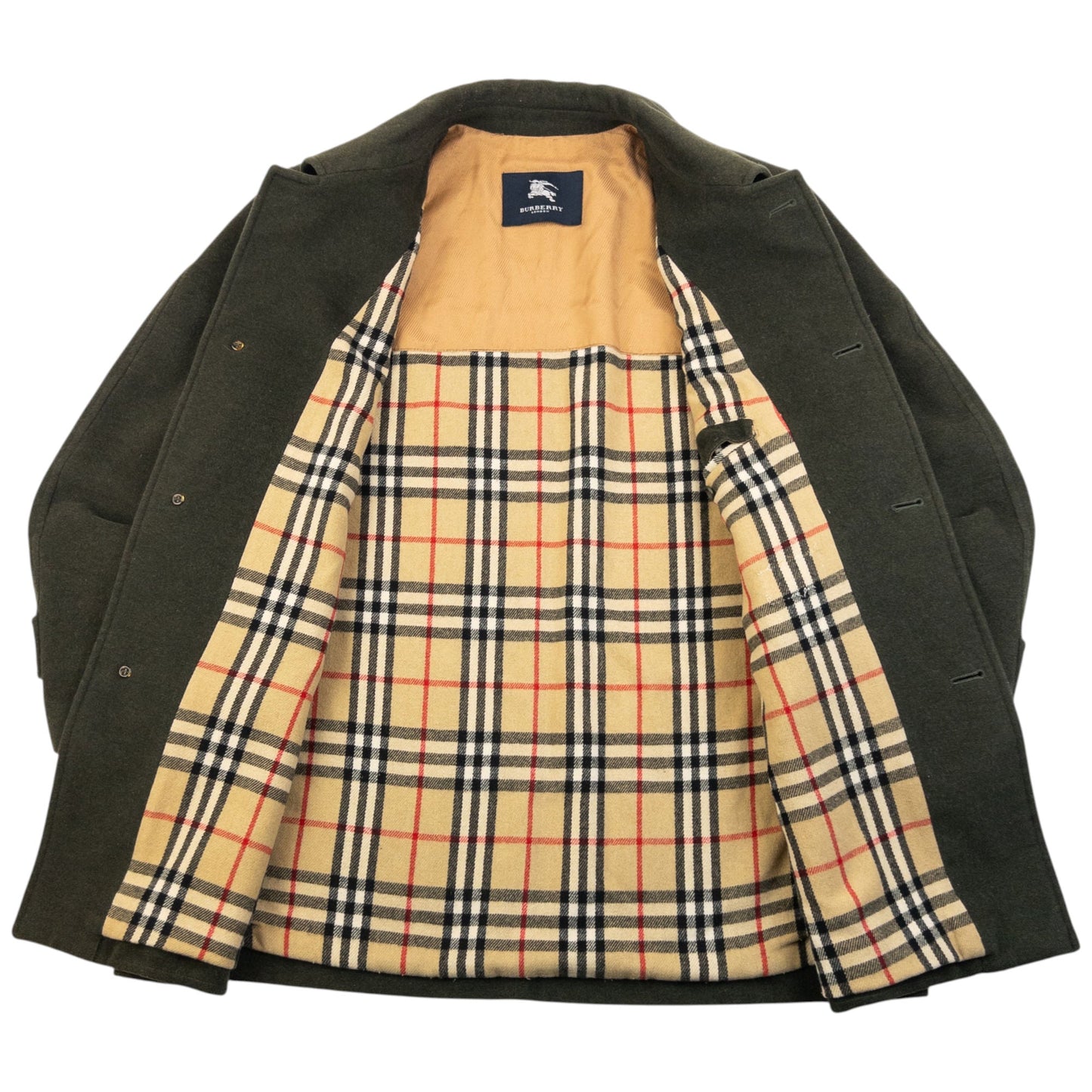 Vintage 2000s Burberry Nova Check Lined Wool Jacket Size XL | XL, Green