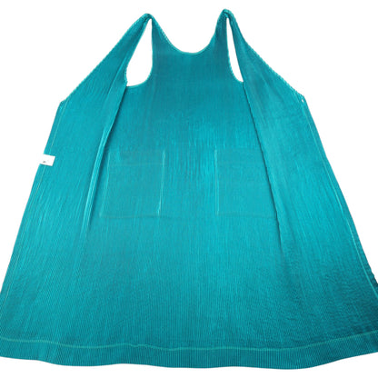 Vintage 90s Issey Miyake Pleated Longline Vest Dress Womens Size L | Large, Green