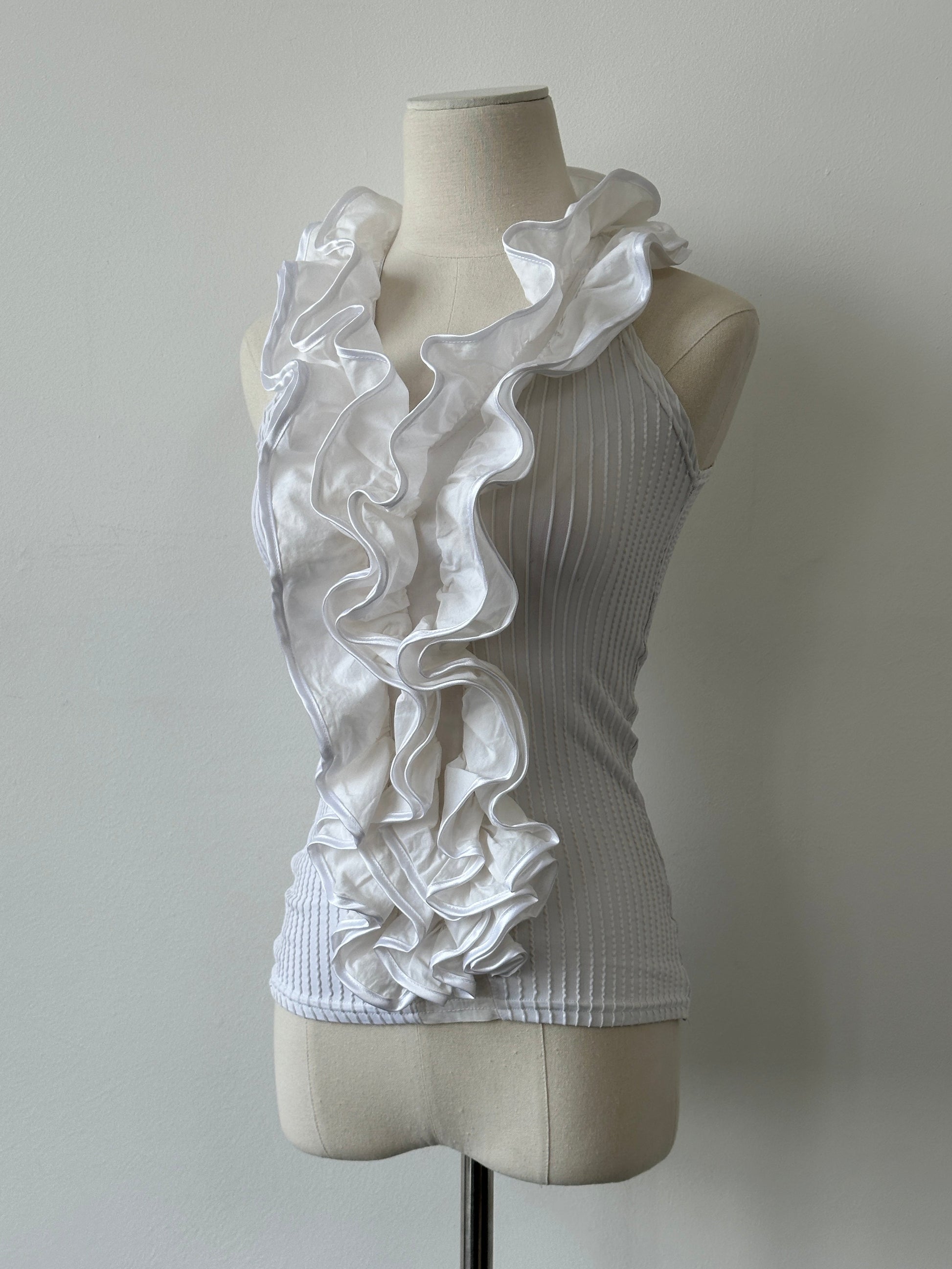 Italian Vintage 1990s Ruffle Vest Top - S