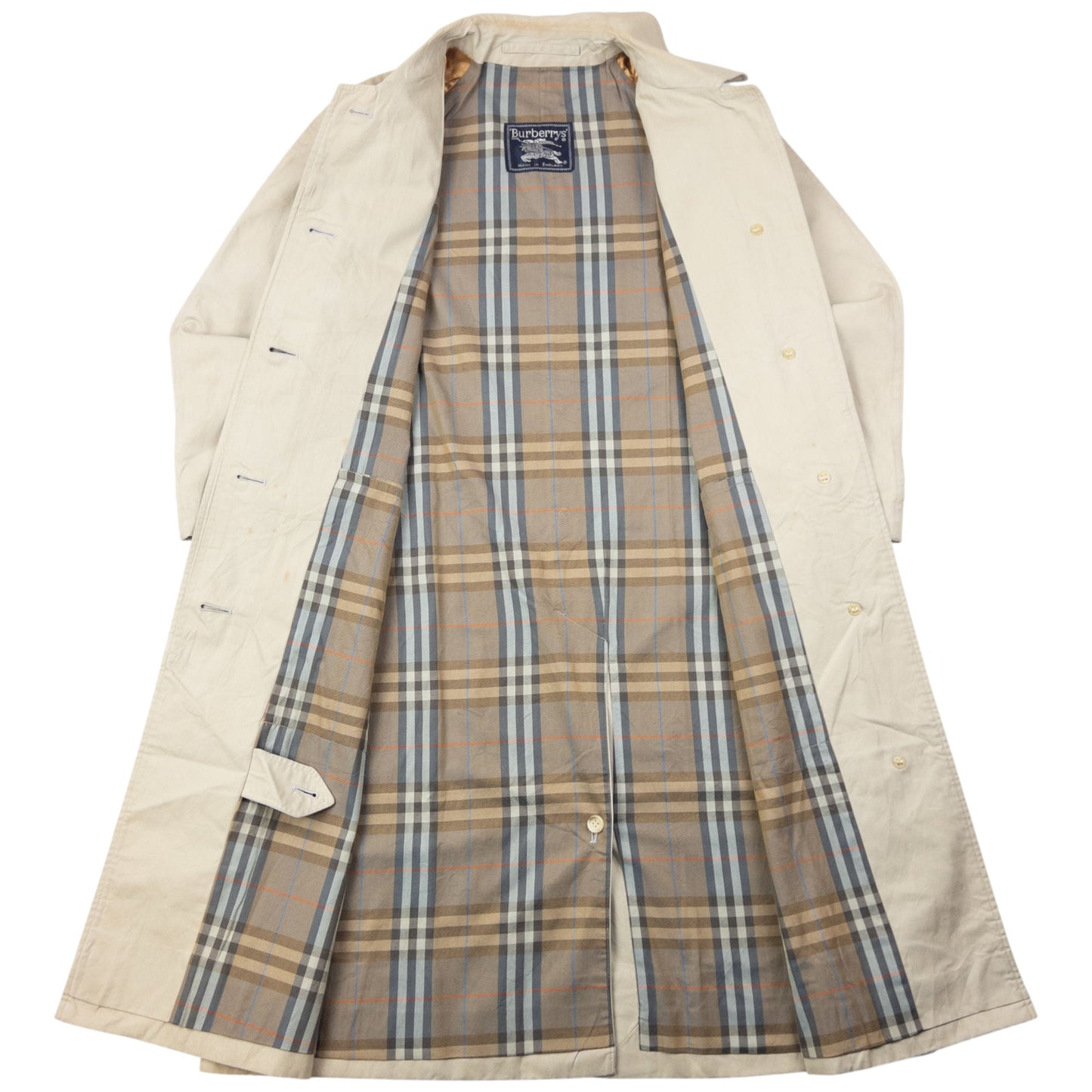 Vintage 90s Burberry Nova Check Lined Trench Jacket Size M